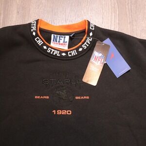 Staple‎ NFL Chicago Bears Black Crewneck Sweatshirt Men's L Orange Collar Heavy
